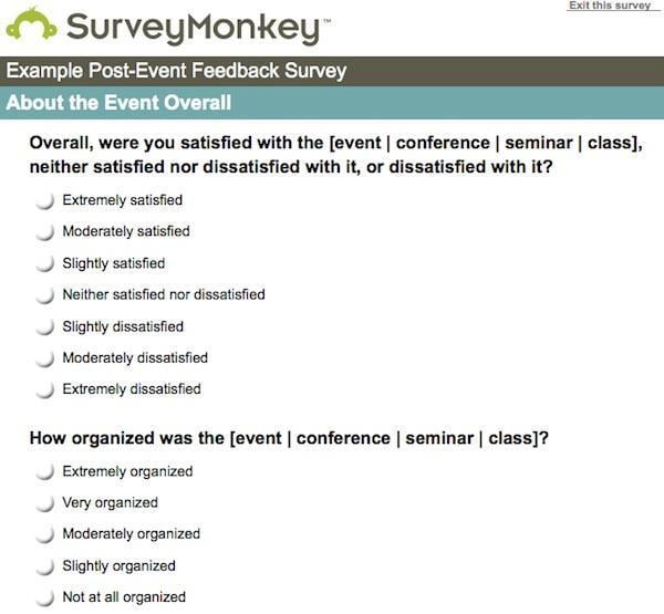 Survey Monkey Post Event Feedback Survey