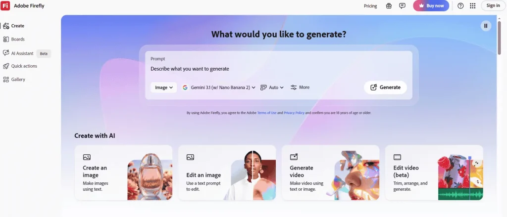 Adobe Firefly is Best AI Image Prompt Generator for Design