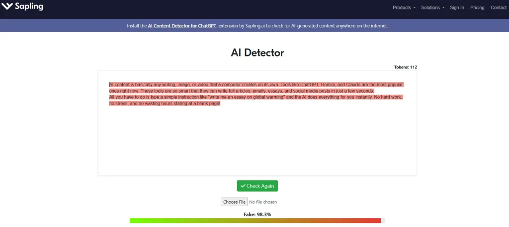 Sapling AI Detector