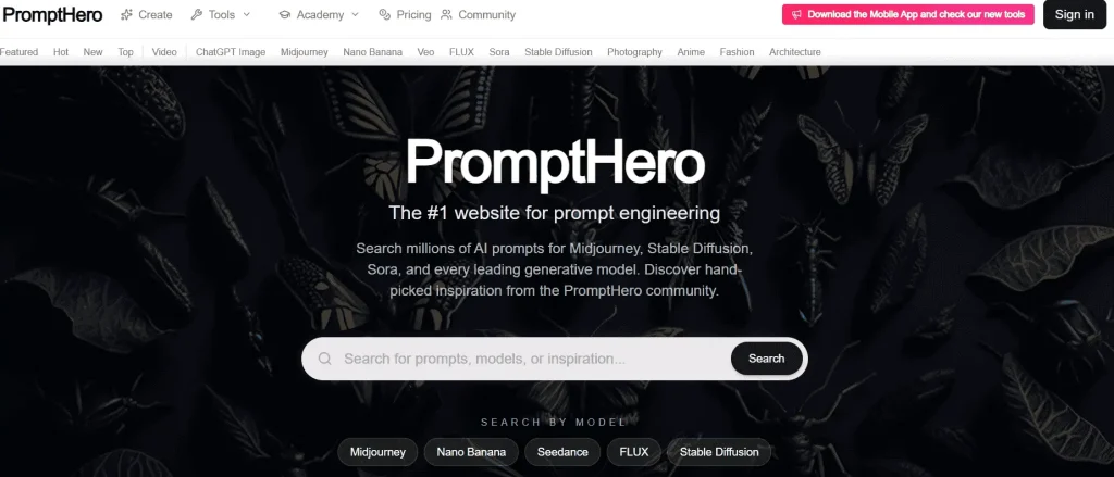 PromptHero is Best for Visual Inspiration and Image Prompts