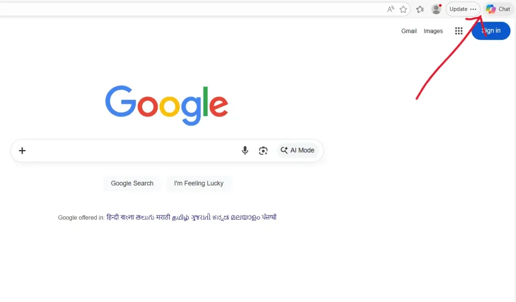 Microsoft copilot ai in Microsoft Edge Browser