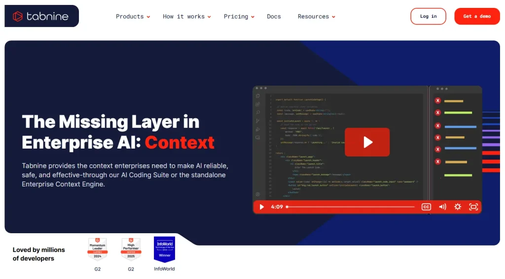 Tabnine is best AI code generator built for Professional Teams